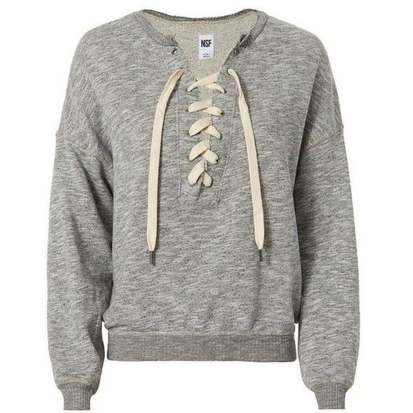 NSF Tops - NSF Lace Up Sweatshirt in Gray
